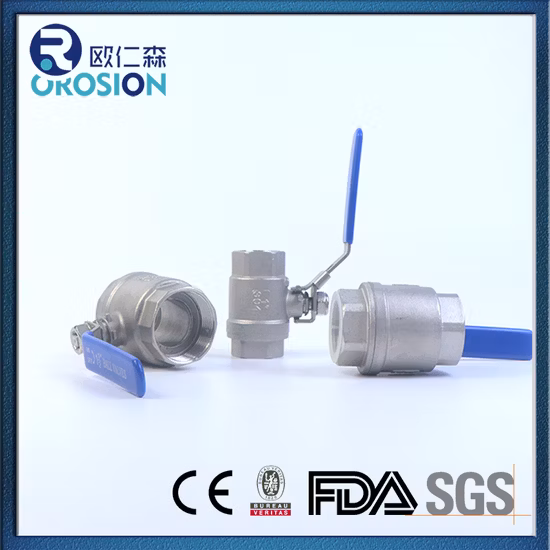 SS304 316 Stainless Steel Handle with Locking Internal Thread BSPP BSPT NPT 2PC Ball Valve